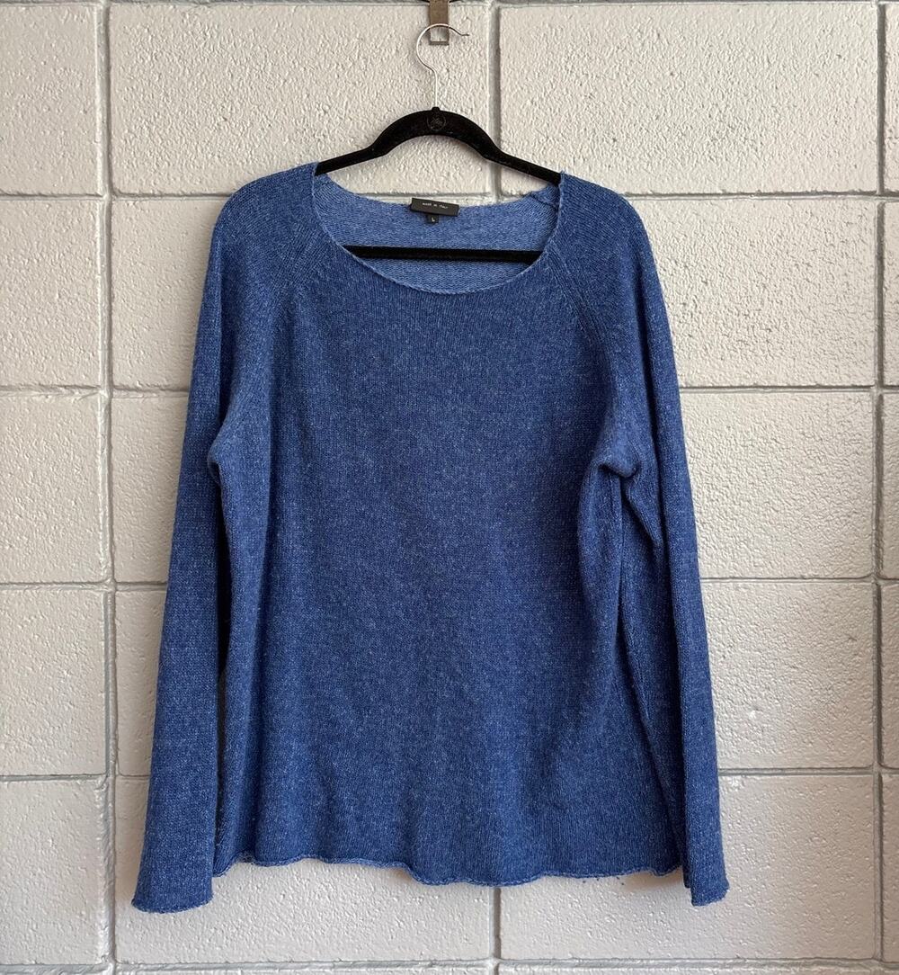 Made in Italy Boat Neck Sweater in Cerulian Blue size L